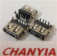 厦门USB母座厂家沉板式破板前贴后插鱼叉脚4pin端子SMD贴片平口C