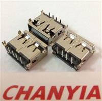 短体USB母座AF沉板1.1mm过2A电流支持QUICK CHARGE2.0快充18W功率