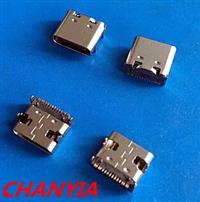 番禹USB3.1母座厂家单排针16pin贴片SMD亮面铜壳正反双插PS4指定