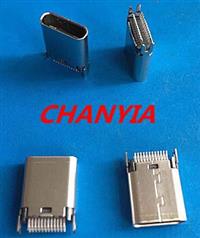 西乡USB3.1母座Type-C厂家24pin双排针夹板式亮面铜壳耐高温塑胶