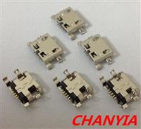 带挂钩沉板破板1.0mm-micro-USB母座厂家亮面镀镍平口无翘边DS级