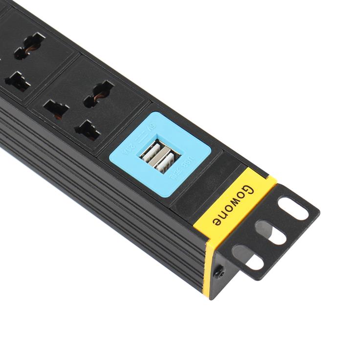 gowone 购旺 pdu机柜插座插线板接线板 多用孔w10 7位2米智能usb