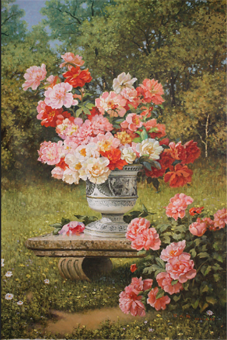 纯手绘精品油画牡丹
