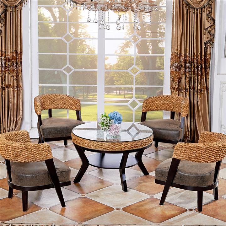 供应广东户外藤编桌椅酒店阳台休闲藤椅茶楼藤椅五件套批发